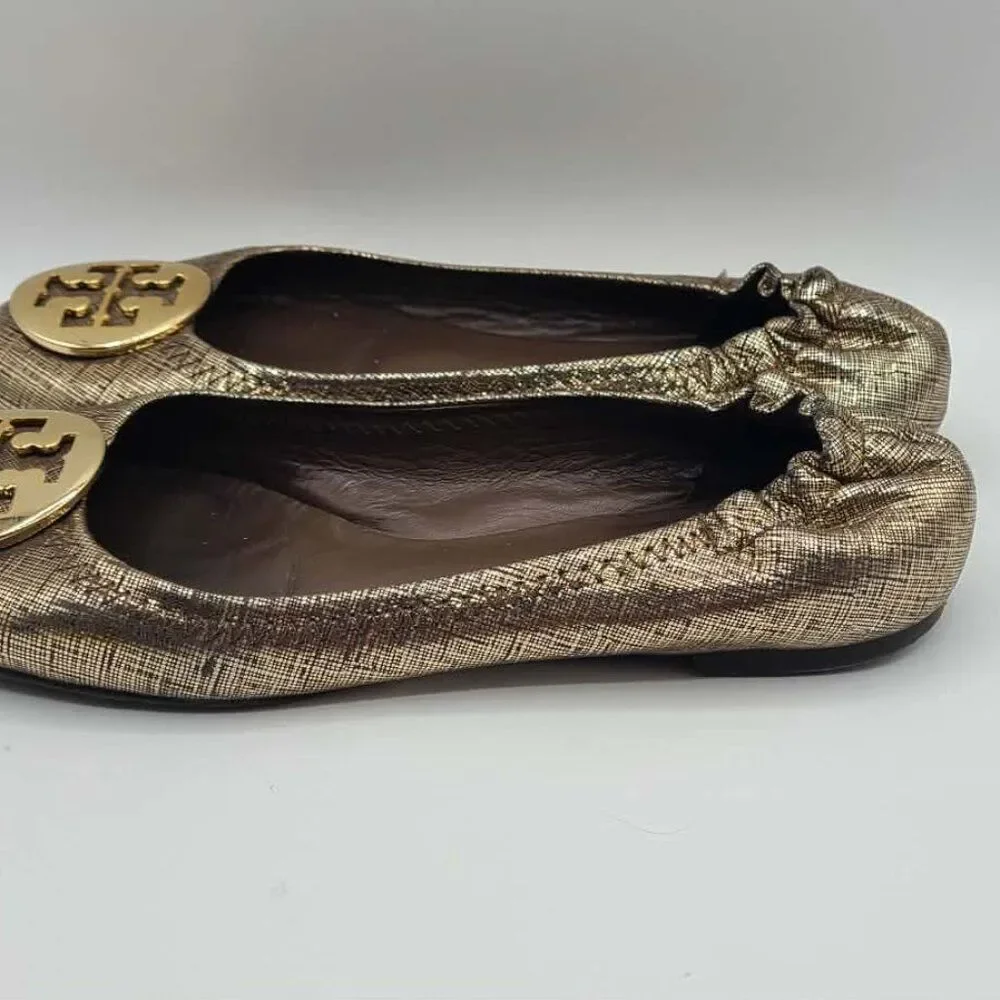 Tory Burch Reva Rare Metallic Ballet Flats size 7 1/2